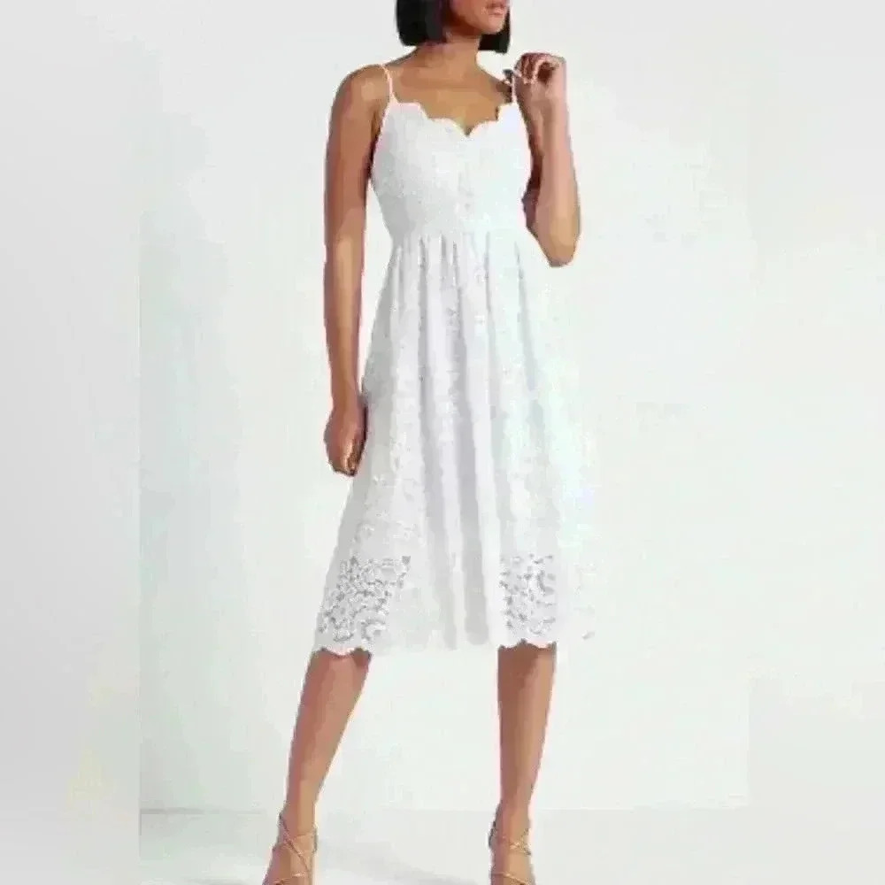 Express Lace V-Neck Midi Dress Size Small